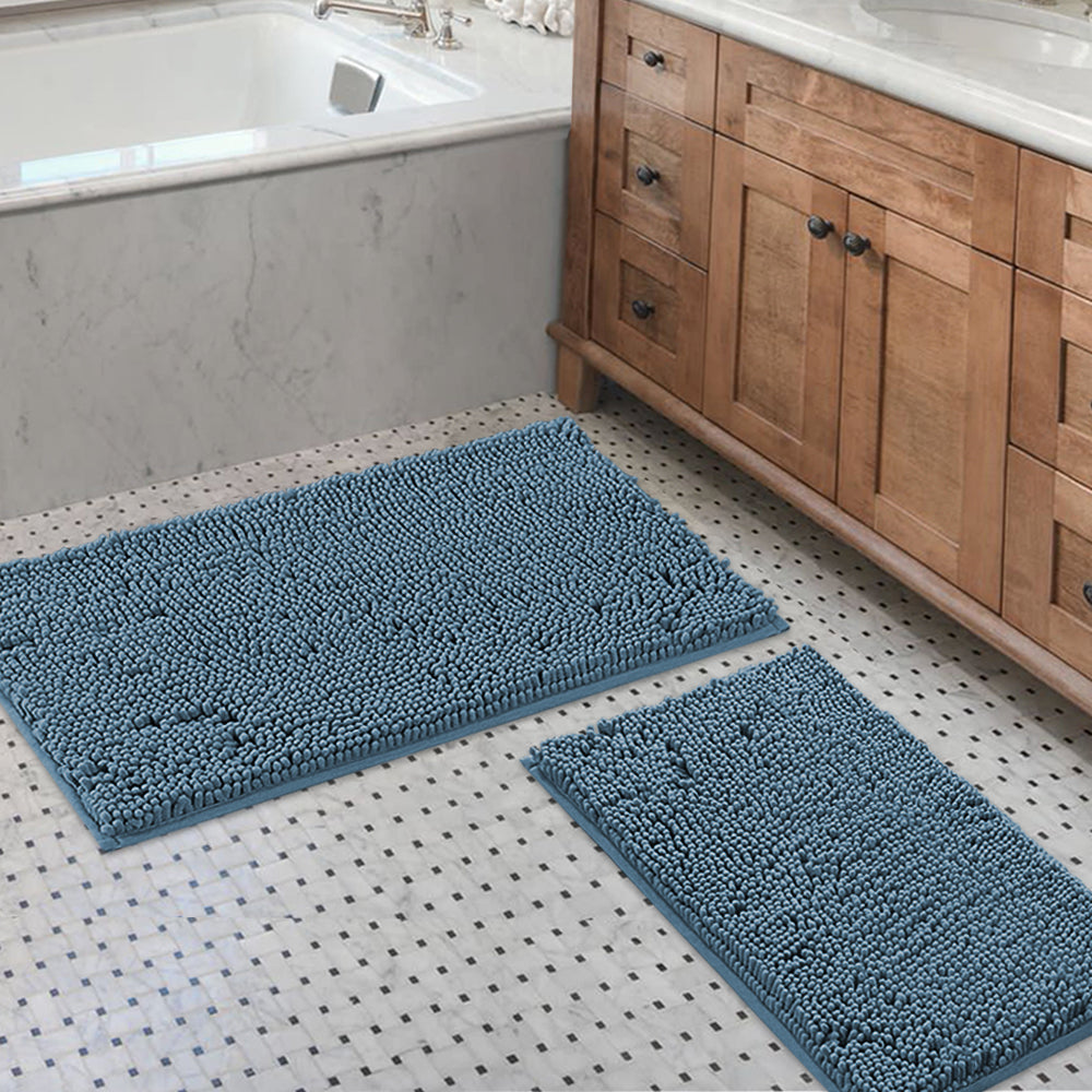 Chenille Bath Rug Set PVC Backing 20" x 32" & 17" x 24"