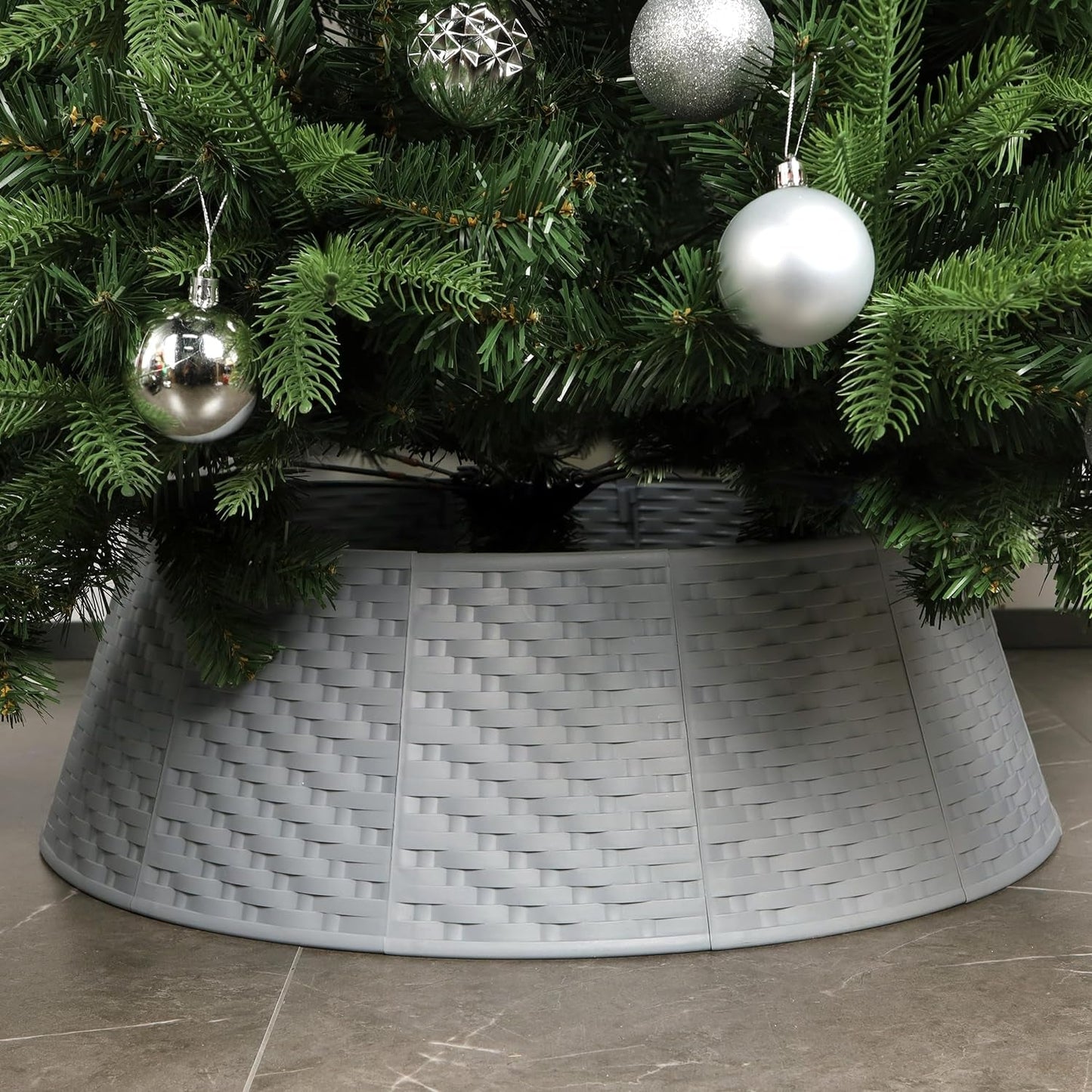 Blissun Christmas Tree Collar, 28.7" D round Plastic Christmas Tree Ring, Christmas Tree Skirt for Artificial Christmas Trees Decoration (White) Home & Garden > Decor > Seasonal & Holiday Decorations Blissun Gray