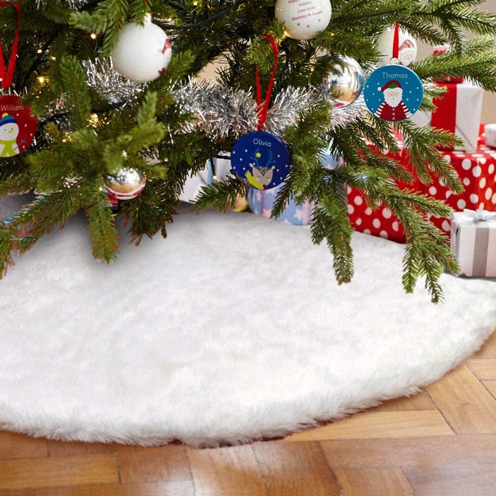 XOYO Christmas Tree Skirt, 60 Inches White Christmas Tree Skirt, High-End Soft Classic Fluffy Faux Fur Tree Skirt for Xmas Tree Skirt Decorations Holiday Party Ornaments Home & Garden > Decor > Seasonal & Holiday Decorations XOYO Snowy White