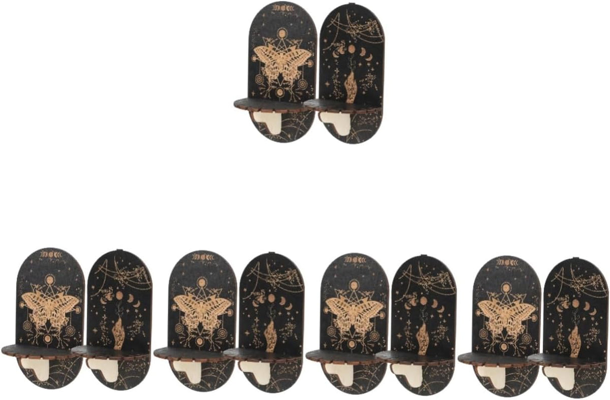 DECHOUS 10 Pcs Crystal Display Stand Wooden Candle Holders Wall Candle Holder Table Top Display Stand Moon Shelf Moon Star Shelf Crystal Holder Stand Poplar Ornament Display Rack Bohemia