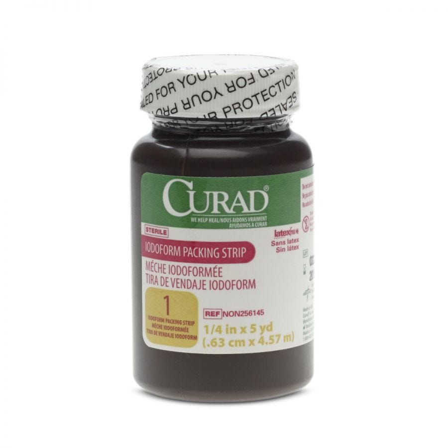 Medline CURAD Sterile Iodoform Packing Strips: 1/4" x 5 yd, 12 Count