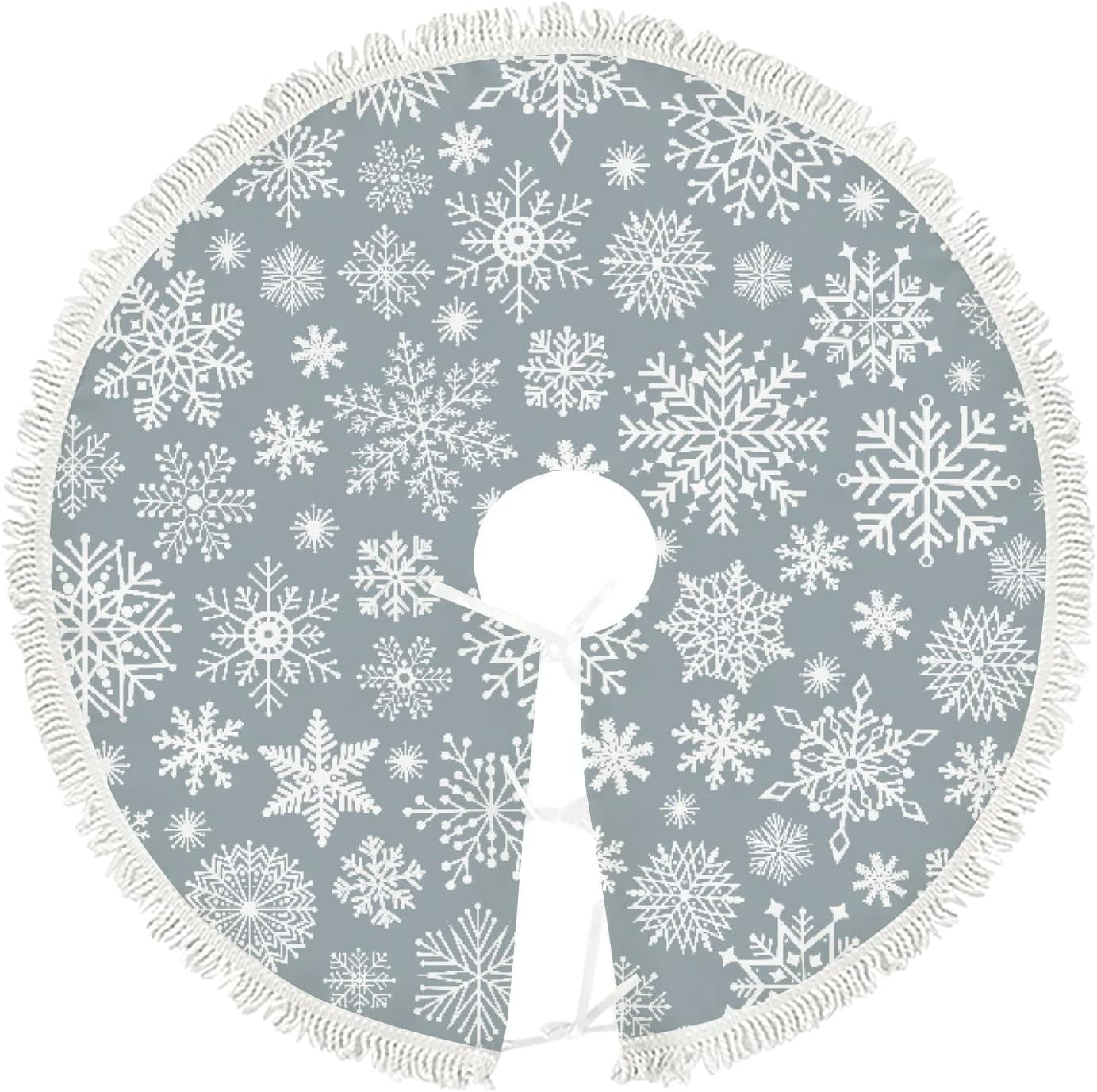 Vantaso Light Blue Snowflake White Christmas Tree Skirt 48 Inch with Tessel, Large Tree Mat Decorations for New Year Xmas All Season Holidays Party Home & Garden > Decor > Seasonal & Holiday Decorations Vantaso Grey Snowflake 30 Inch