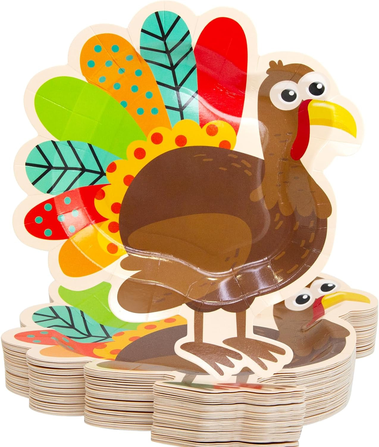 FANCY LAND 50PCS Thanksgiving Paper Plates 9” Turkey Party Plates Disposable Dinner Plates Thanksgiving Party Supplies Dinnerware Bulk