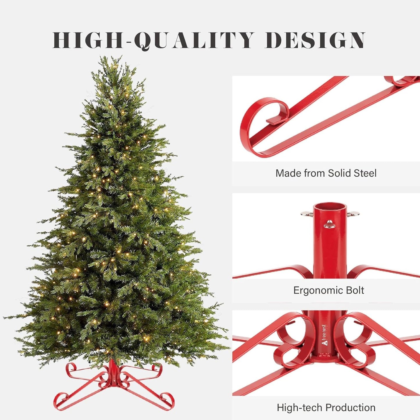 Christmas Tree Stand Base Red Xmas Tree Stand Christmas Fake Tree Holder for 8Ft Artificial Tree for Merry Christmas Party Christmas Tree Decoration up to 1.4" Xmas Tree Trunks