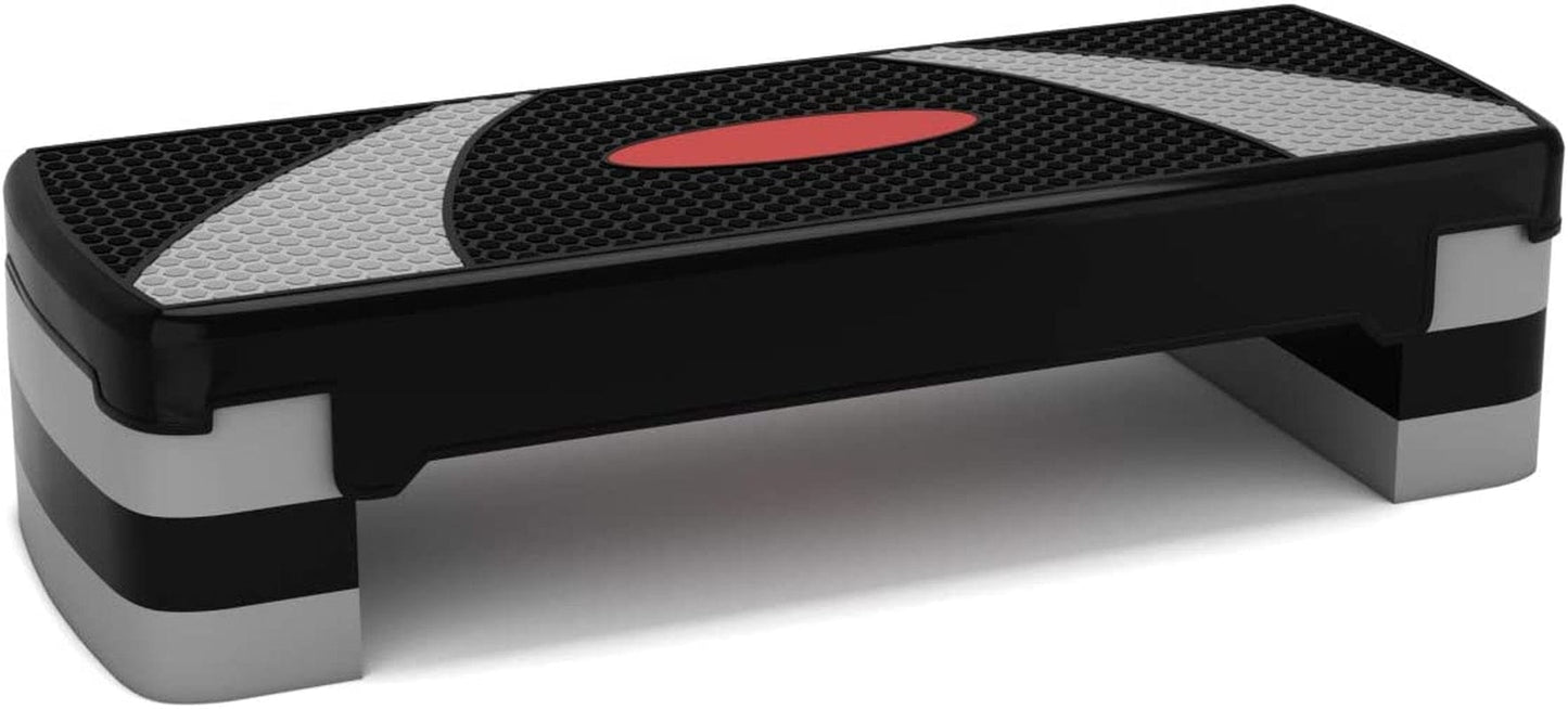 Giantex 31" Aerobic Step Platform, Non-Slip Surface, Height-Adjustable 4"-6"-8" Workout Fitness Equipment Stepper Trainer, Exercise Step Platform with 3 Riser, Black