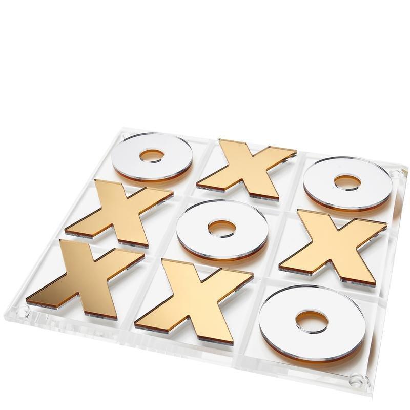 Gold and Silver Mirror Tic Tac Toe Game Board
