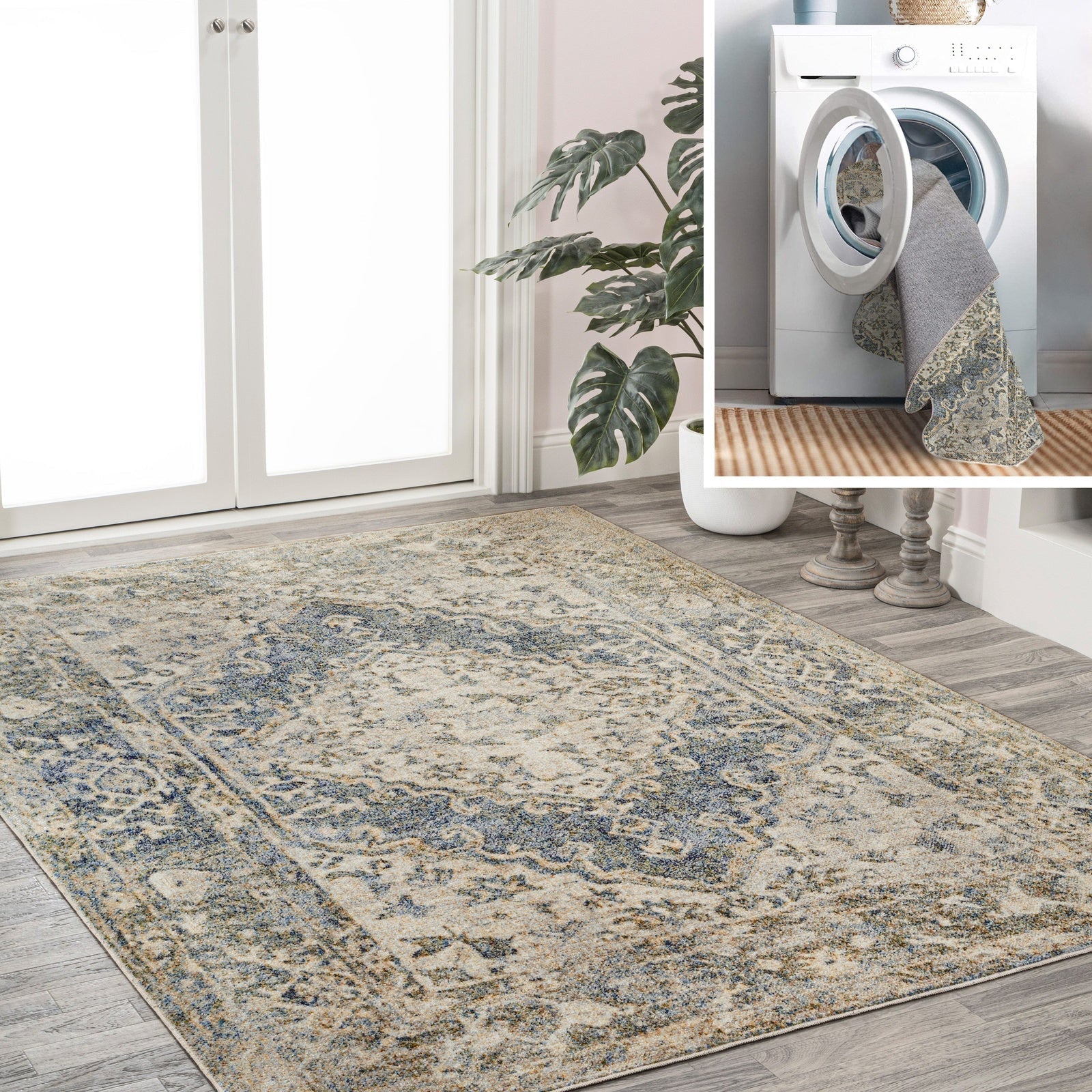 Pavel-Distressed-Medallion-Low-Pile-Machine-Washable-Area-Rug-Rugs