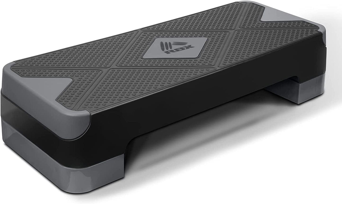 RBX Aerobic Step Platform with Non-Slip Textured Surface -2-Level Adjustable Steppers for Exercise, Compact, Lightweight, Easy-To-Store Exercise Step & Fitness Step Bench