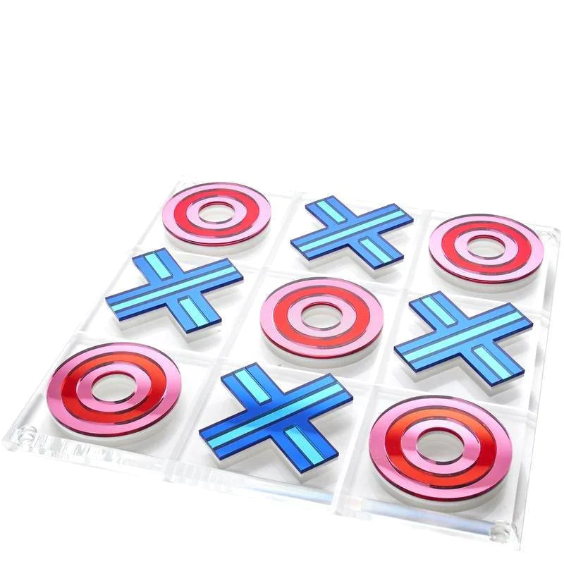 Red and Blue Mirror Tic Tac Toe Game Board