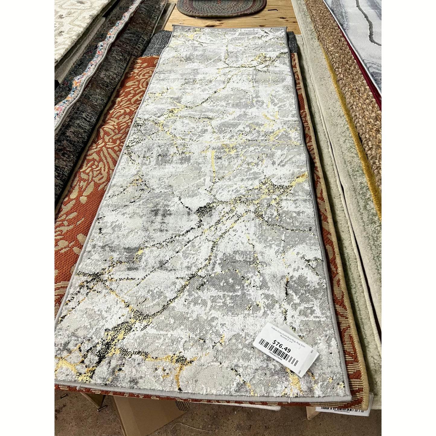 Tobias Gray/Gold Area Rug, Rug Size: Runner 2' x 6'