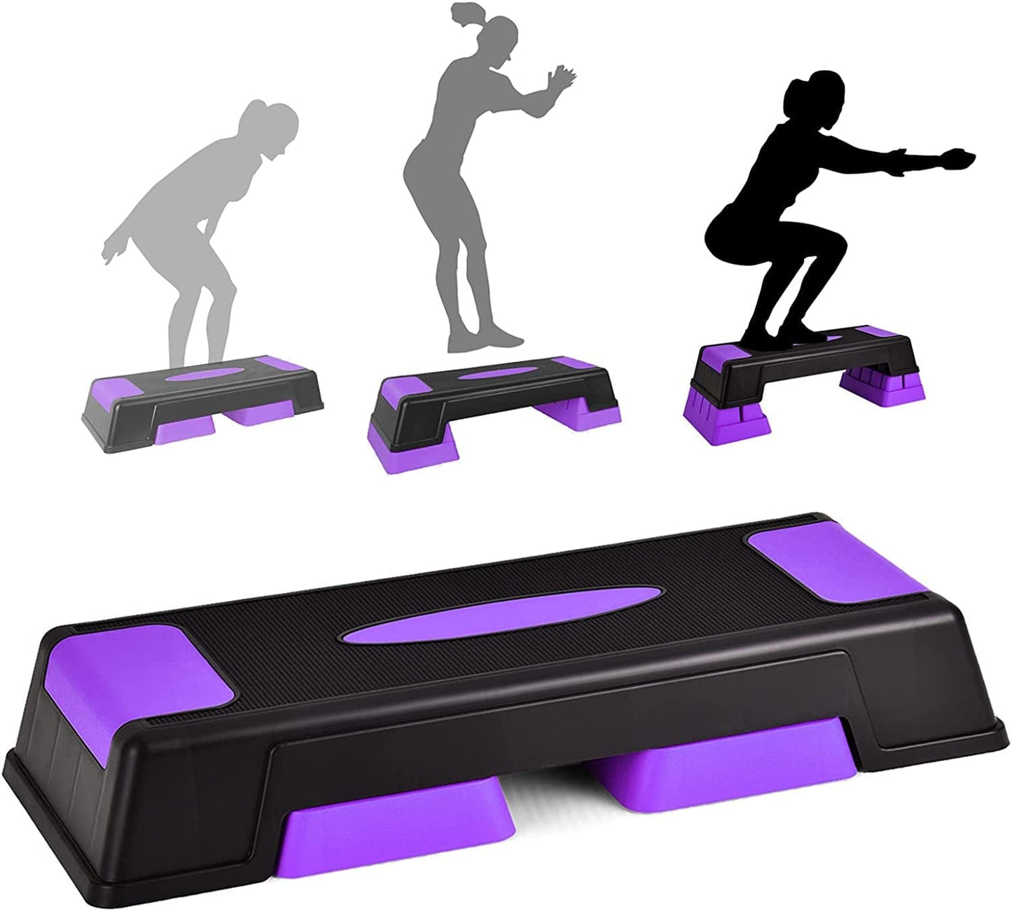 SPORFIT Aerobic Step Platform for Exercise W/Risers,Workout Step Height Adjustable 5"-7"-9",Fitness Step 450Lbs Capacity,Non-Slip Exercise Step Deck for Home/Gym…