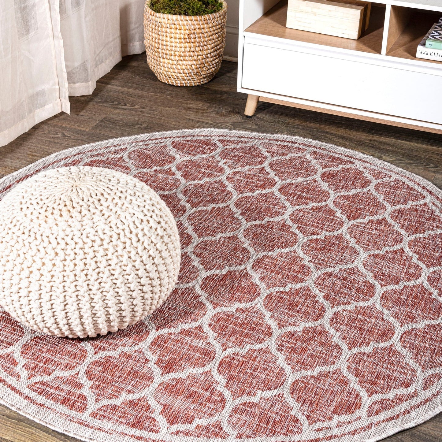 Trebol Moroccan Trellis Textured Weave Indoor/Outdoor Area Rug - Rugs
