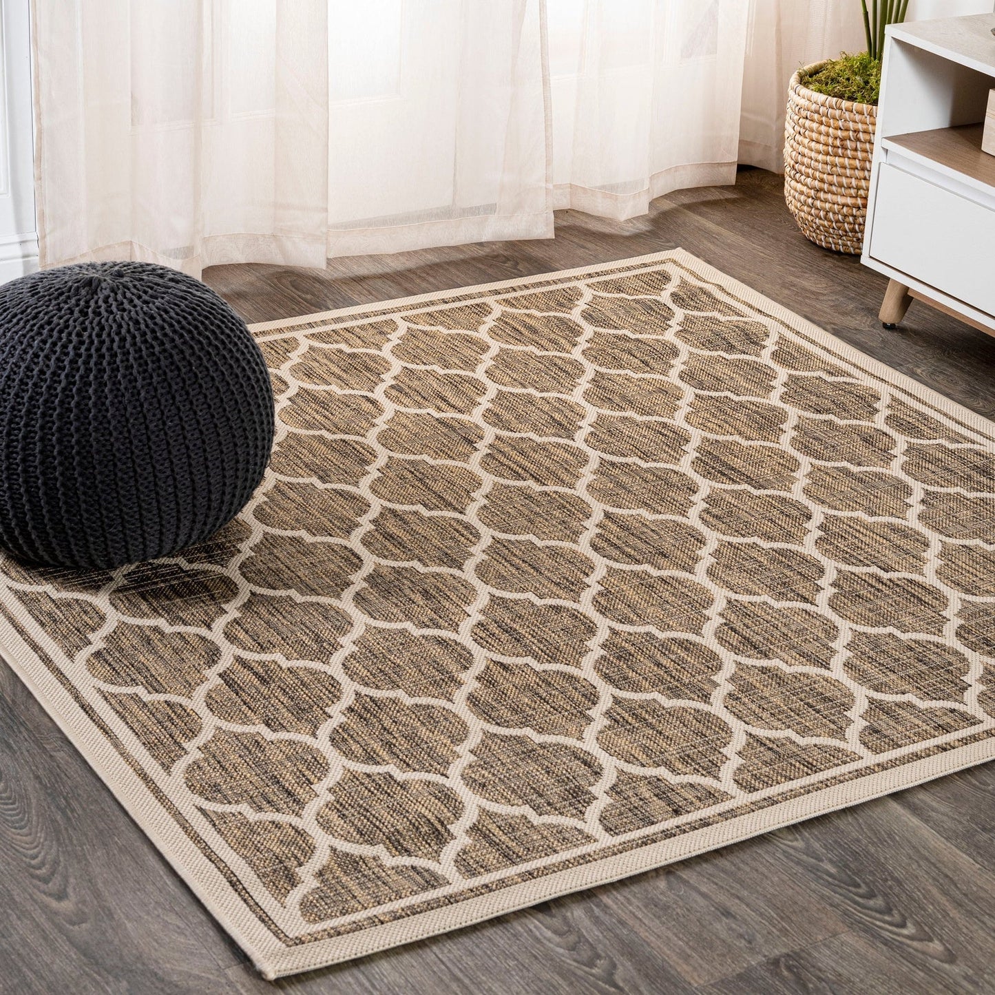 Trebol Moroccan Trellis Textured Weave Indoor/Outdoor Area Rug - Rugs