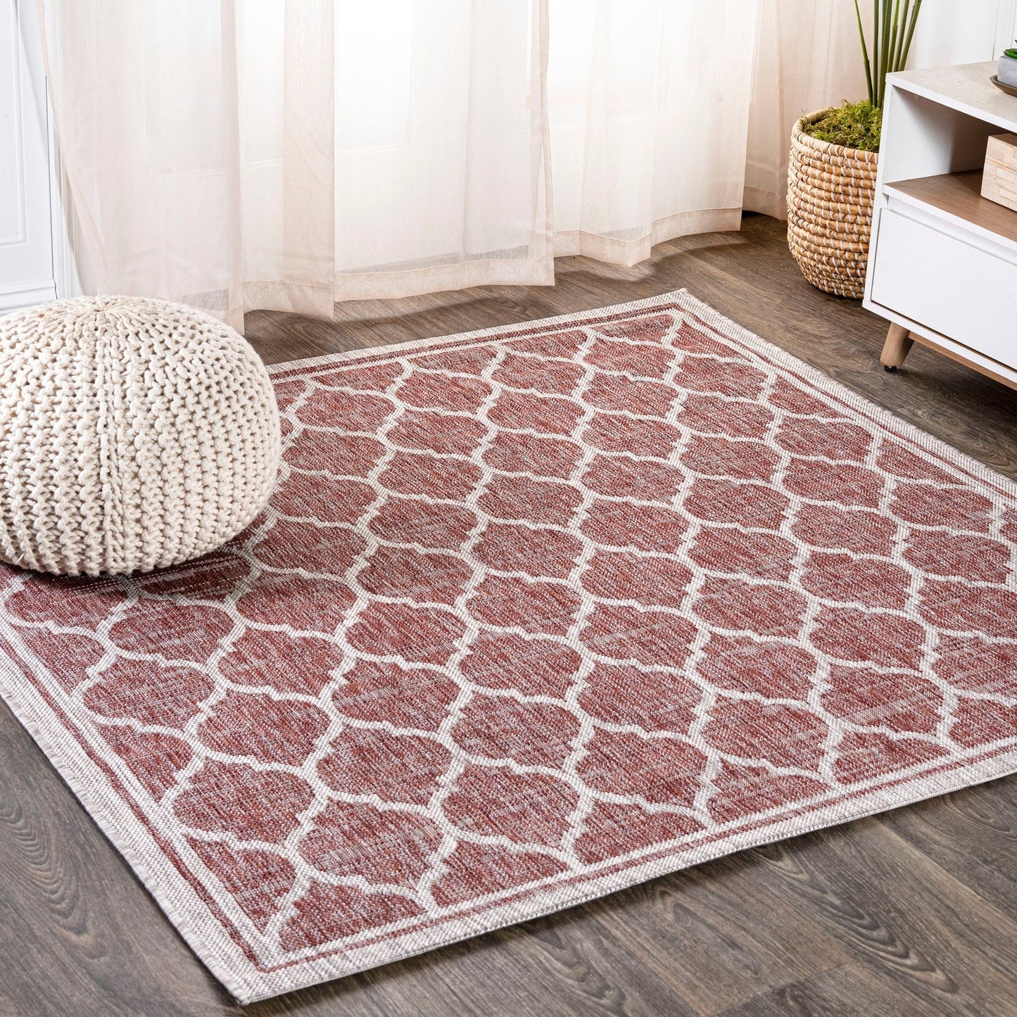 Trebol Moroccan Trellis Textured Weave Indoor/Outdoor Area Rug - Rugs