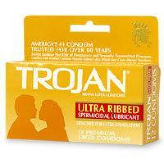 Trojan Stimulations Ultra Ribbed 12 Pack Intimates Adult Boutique
