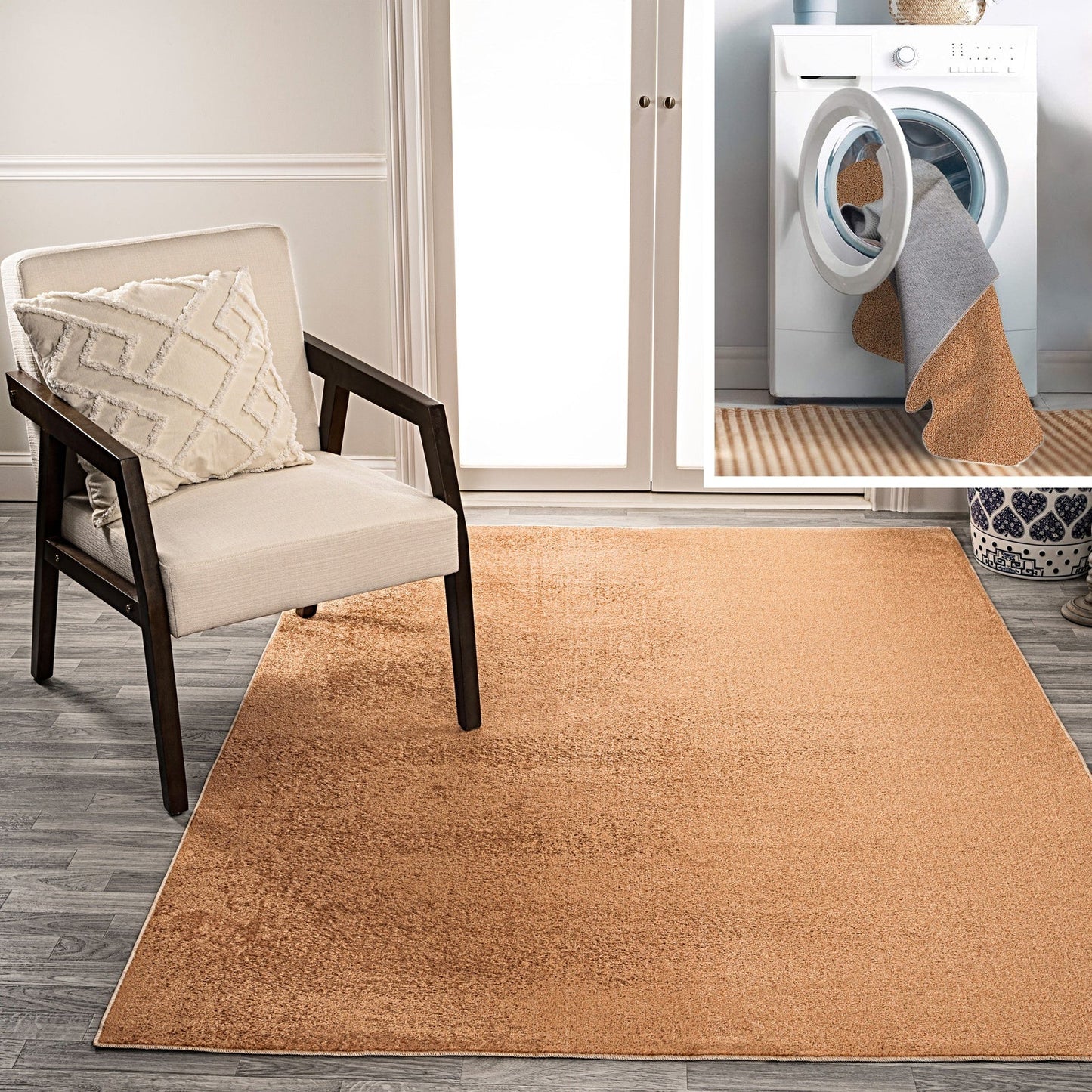 Twyla Classic Solid Low-Pile Machine-Washable Area Rug - Rugs