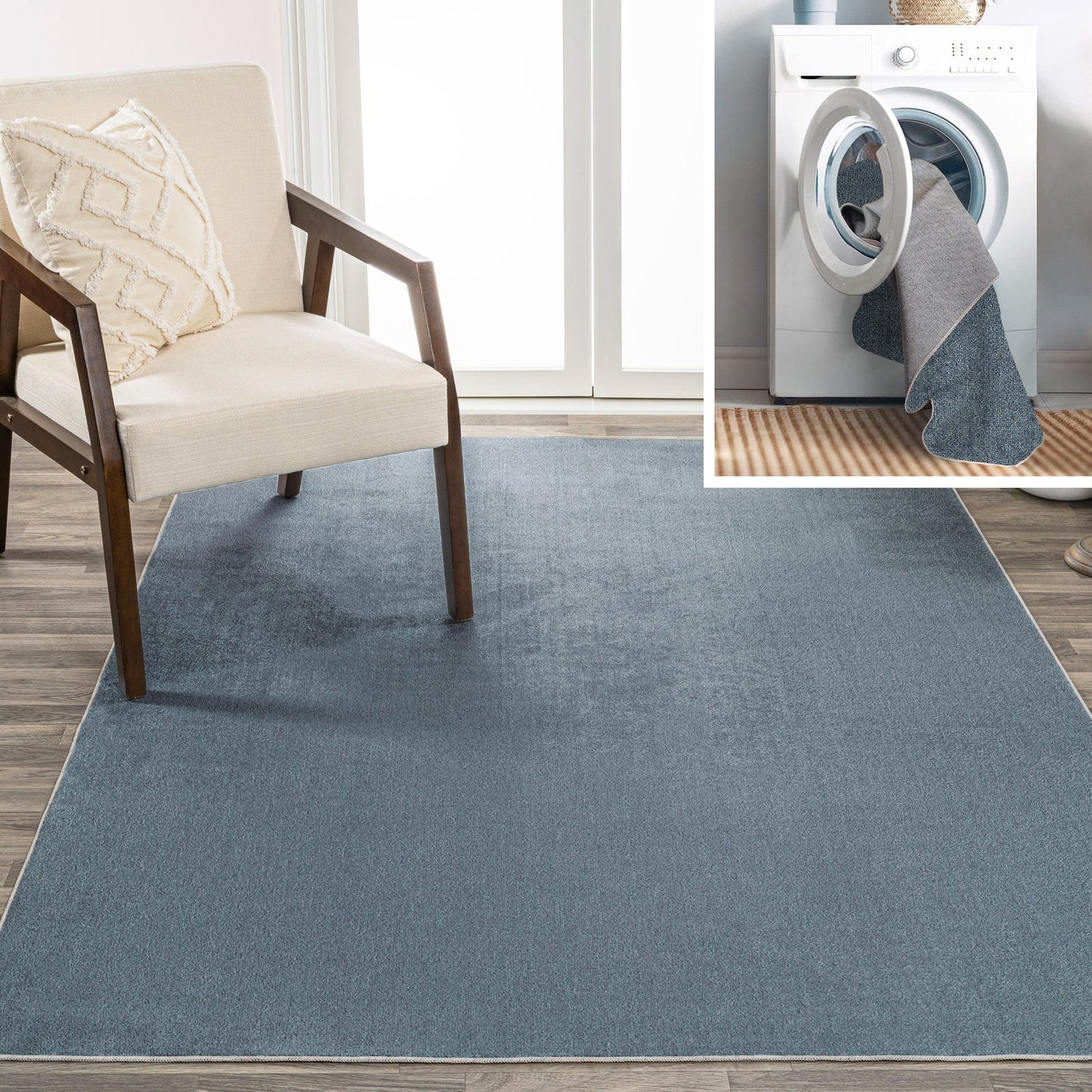 Twyla Classic Solid Low-Pile Machine-Washable Area Rug - Rugs