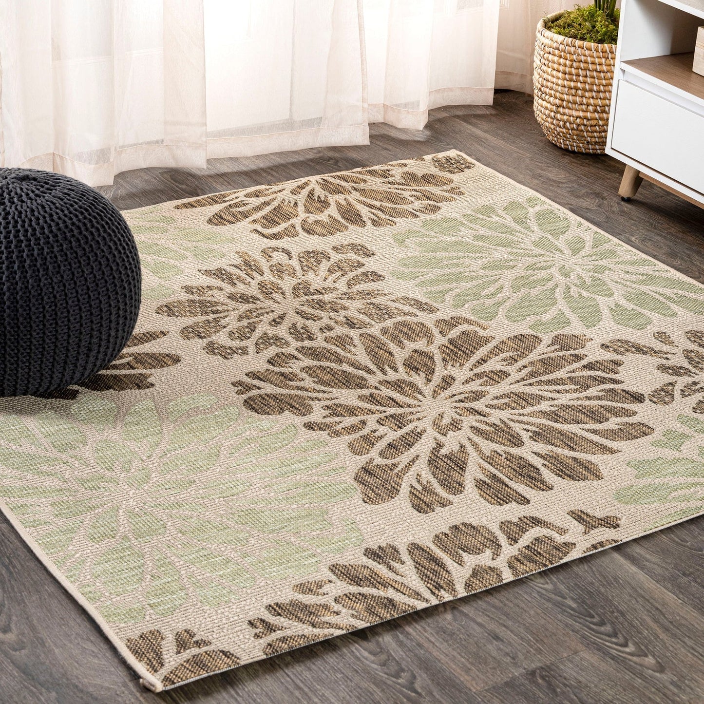 Zinnia Modern Floral Textured Weave Indoor/Outdoor Area Rug - Rugs