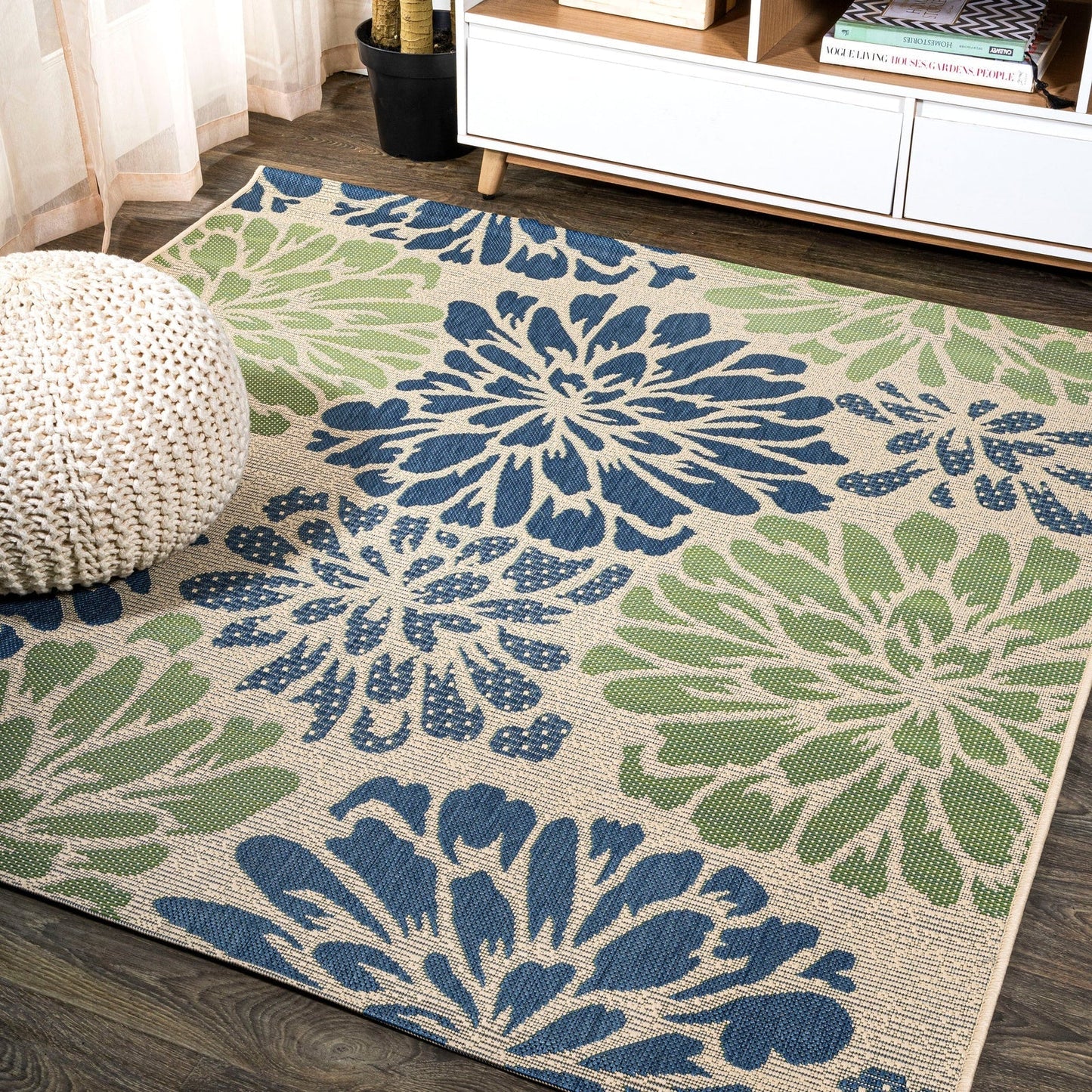 Zinnia Modern Floral Textured Weave Indoor/Outdoor Area Rug - Rugs