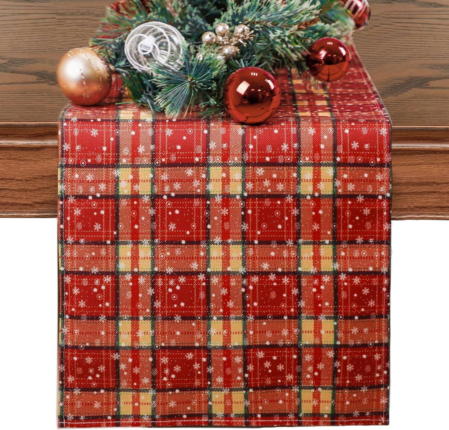 Snowkingdom 13×72 Inch Fall Table Runner Orange White Buffalo Check Plaid Table Runners Autumn Thanksgiving Harvest Home Decor Farmhouse Dinning Room Decoration Home & Garden > Decor > Seasonal & Holiday Decorations Snowkingdom Red Plaid 13" X 72"
