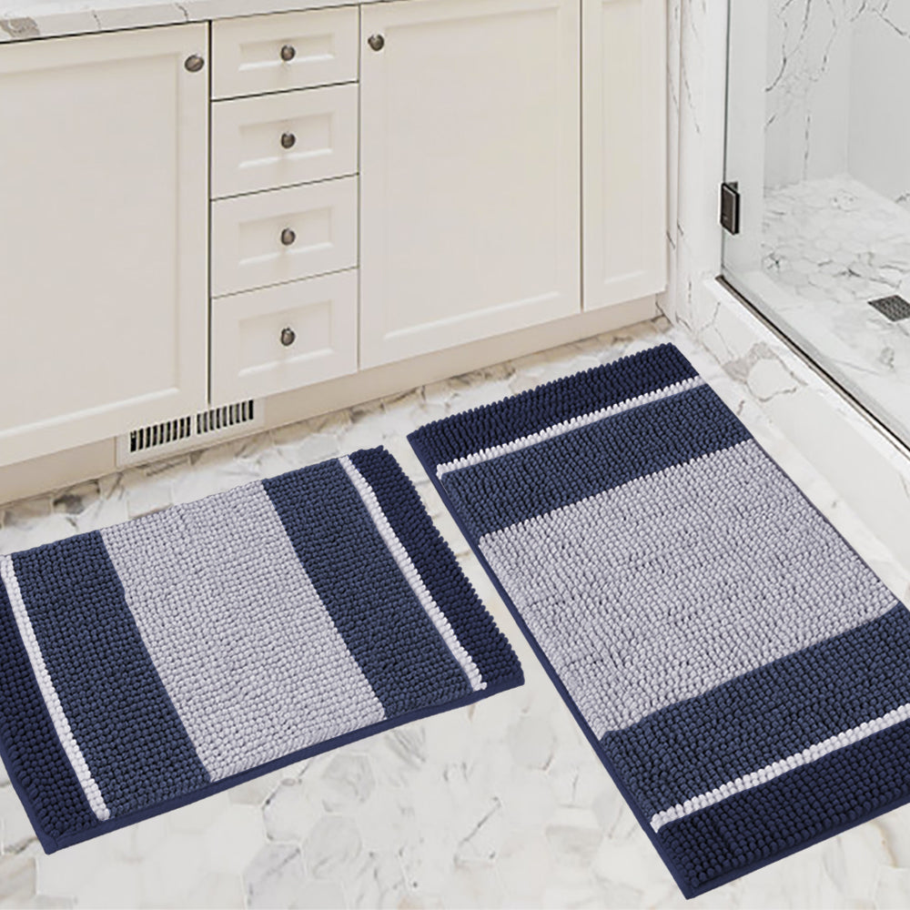 Chenille Ombre Bath Rug Set 20"x 32" & 17"x 24"
