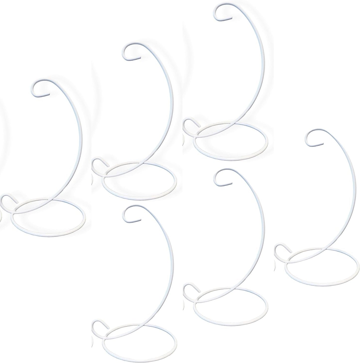 BANBERRY DESIGNS Ornament Display Stands Christmas Racks –Wrought Iron White 6 Pack – 13 Inches Tall- Terrarium Holder Glass Globes Lanterns