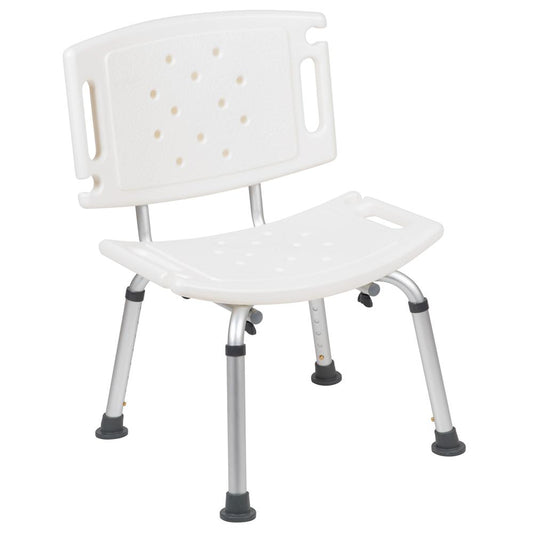 HERCULES Series Tool-Free and Quick Assembly, 300 Lb. Capacity, Adjustable White Bath & Shower Chair with Extra Large Back