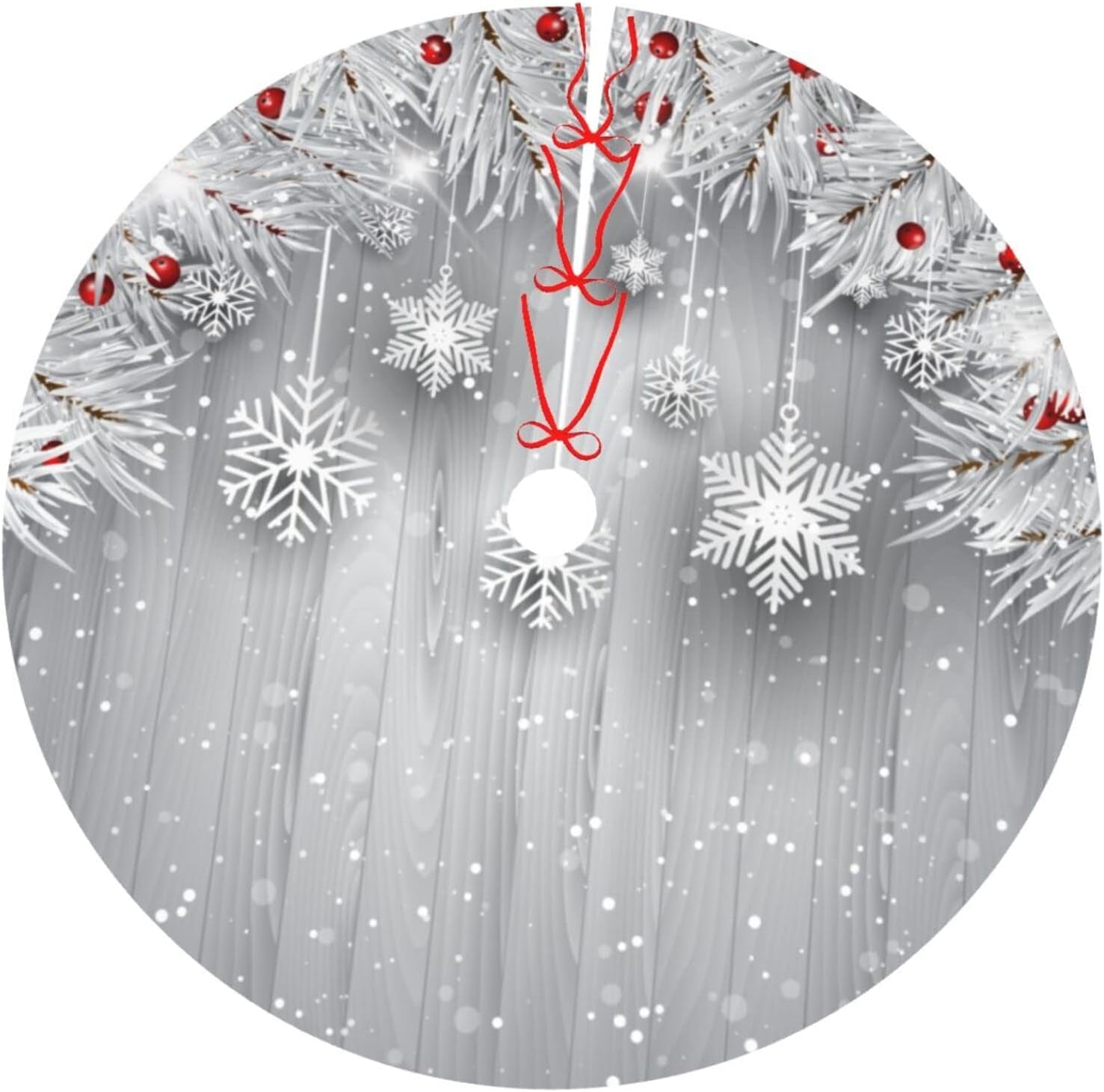 Christmas Tree Skirt Poinsettia Gold Snowflake Christmas Xmas 36 Inch Xmas Skirts for 4 Ft Pencil Tree Holiday New Year Party Decoration Home & Garden > Decor > Seasonal & Holiday Decorations SUPLUCHOM A05