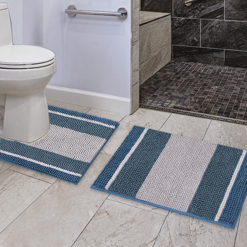 Chenille Ombre Bath Rug Set 20"x 32" & 20"x 20" U Shape