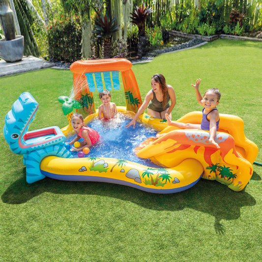 Dinosaur Volcano Fun Inflatable Round Pool for Kids