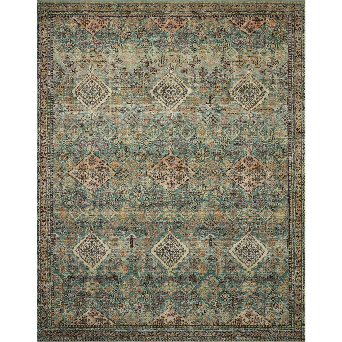 Sinclair Turquoise / Multi  Rug | Magnolia Home by Joanna Gaines x Loloi
