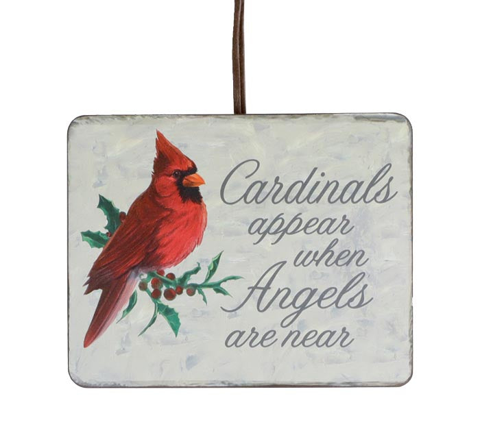 Wood Plaque Cardinal Ornament