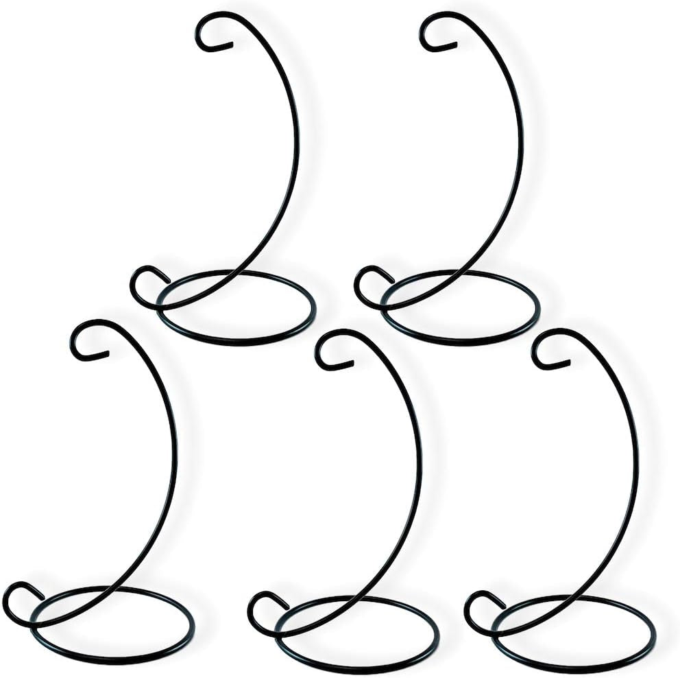 BANBERRY DESIGNS Black Ornament Stands - Set of 5 Black Metal Holders – Great for Hanging Christmas Ornaments, Globes, Terrariums