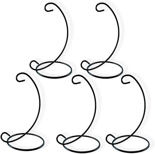 BANBERRY DESIGNS Black Ornament Stands - Set of 5 Black Metal Holders – Great for Hanging Christmas Ornaments, Globes, Terrariums