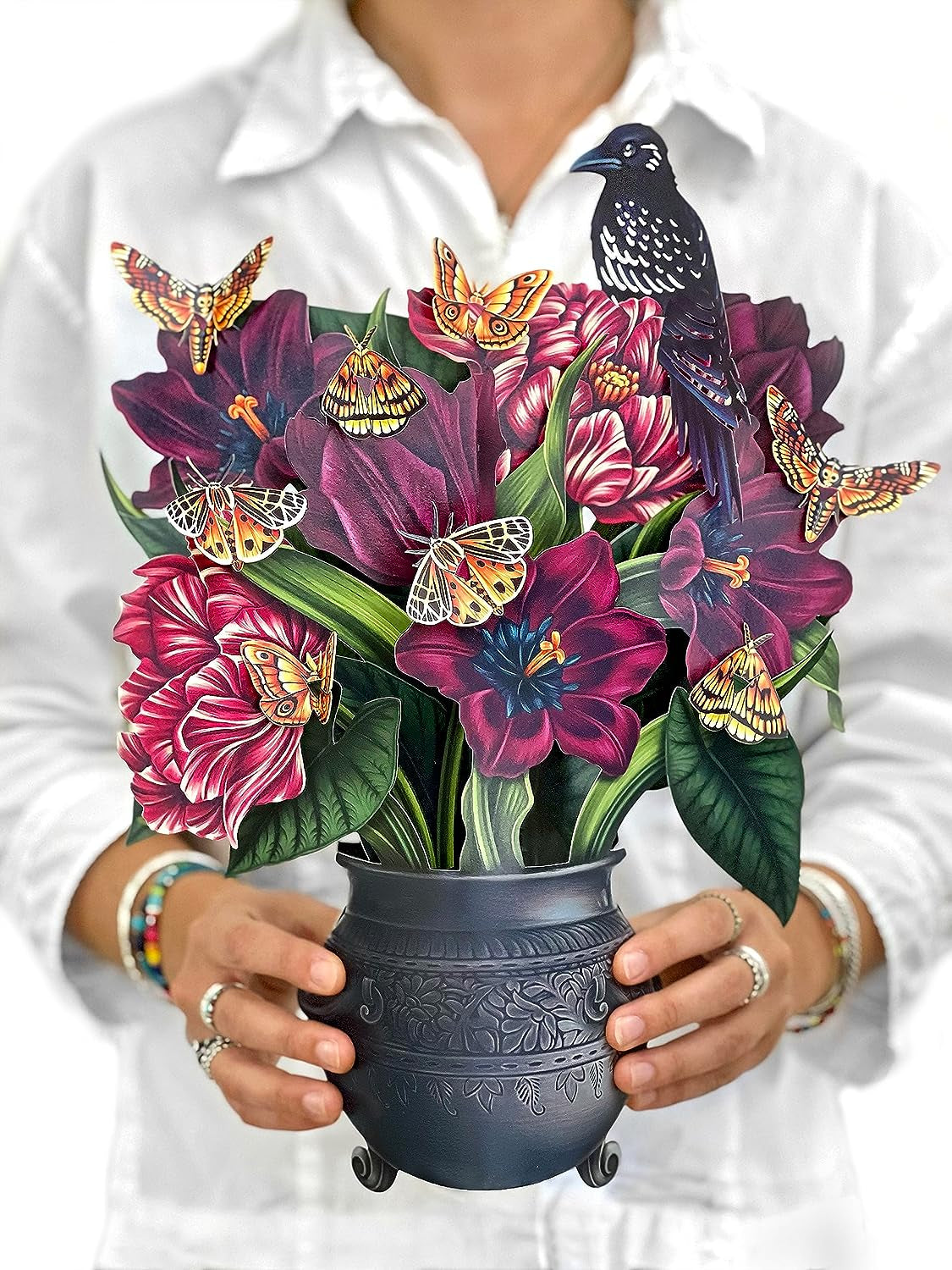 Freshcut Paper Pop up Cards, Pumpkin Harvest, 12 Inch Life Sized Forever Flower Bouquet 3D Popup Thanksgiving, Autumn, Fall Greeting Cards with Note Card and Envelope - Harvest Party Decoration Home & Garden > Decor > Seasonal & Holiday Decorations Freshcut Paper, LLC Moonlight Garden