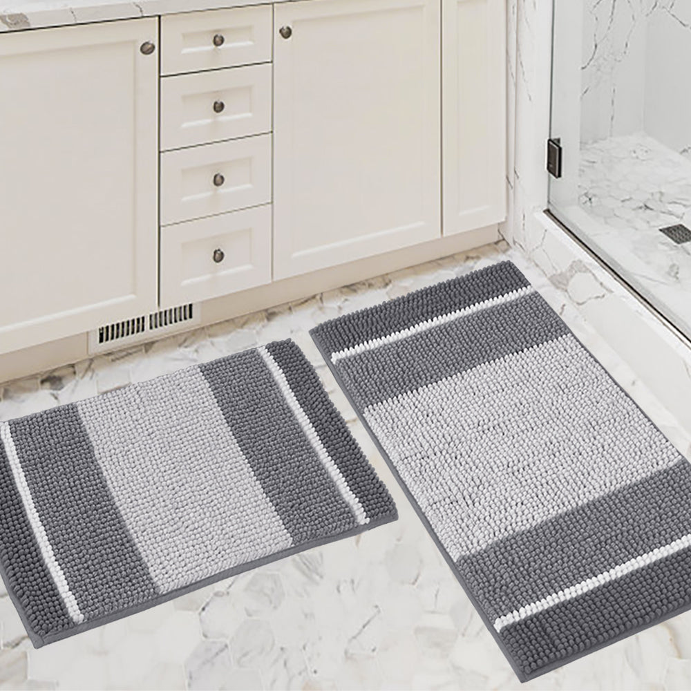 Chenille Ombre Bath Rug Set 20"x 32" & 17"x 24"