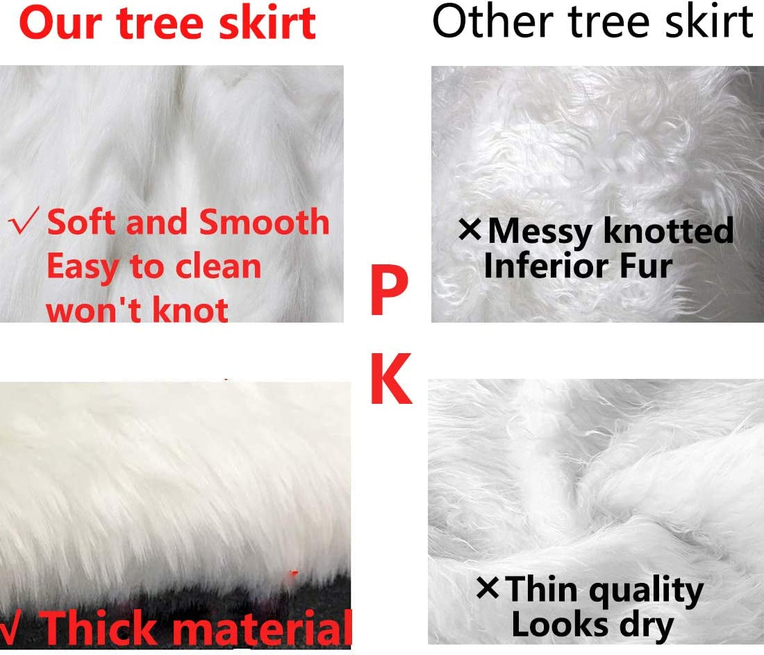 AISENO 48 Inch Christmas Tree Plush Skirt Decoration for Merry Christmas Party Faux Fur Christmas Tree Skirt Decorations