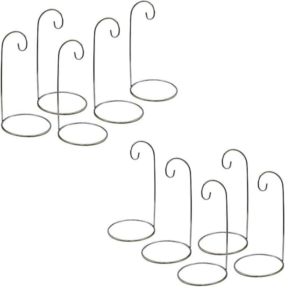 BANBERRY DESIGNS Ornament Display Stand - Set of 10 Silver Christmas Holders - Chrome Finished Metal 7-Inch Tall - Air Plant and Terrarium Stands