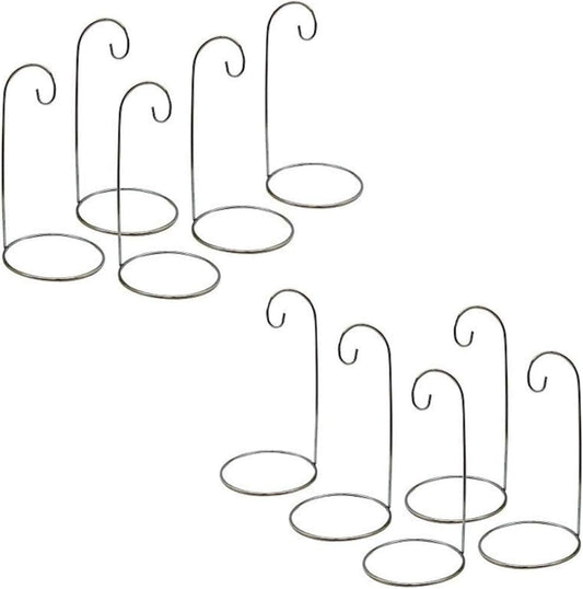 BANBERRY DESIGNS Ornament Display Stand - Set of 10 Silver Christmas Holders - Chrome Finished Metal 7-Inch Tall - Air Plant and Terrarium Stands