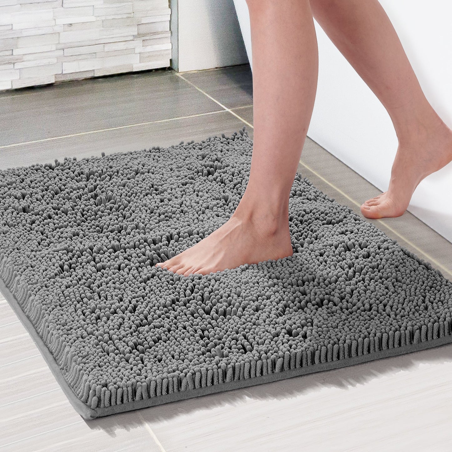 Deconovo Bath Rugs, Thick Chenille Soft Quick Dry Plush Absorbent Bathroom Rugs for Bathtub and Shower Floor
