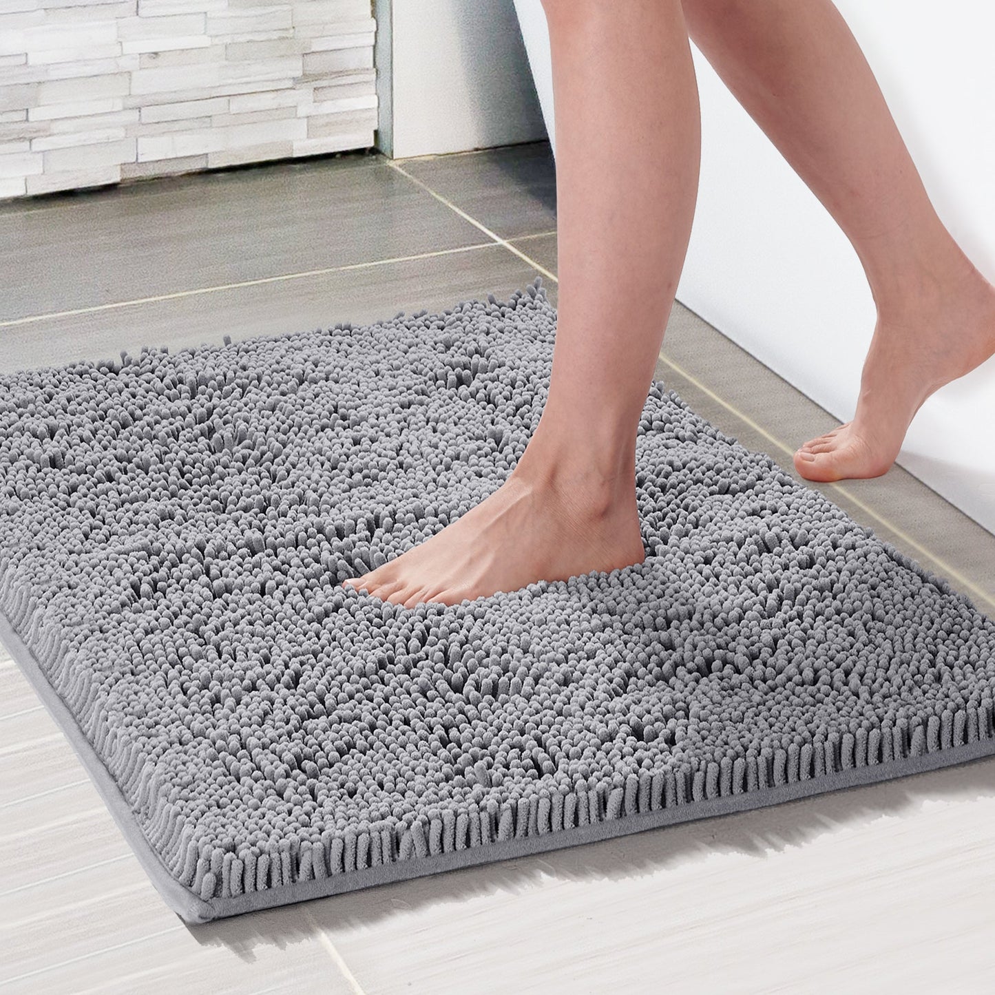 Deconovo Bath Rugs, Thick Chenille Soft Quick Dry Plush Absorbent Bathroom Rugs for Bathtub and Shower Floor