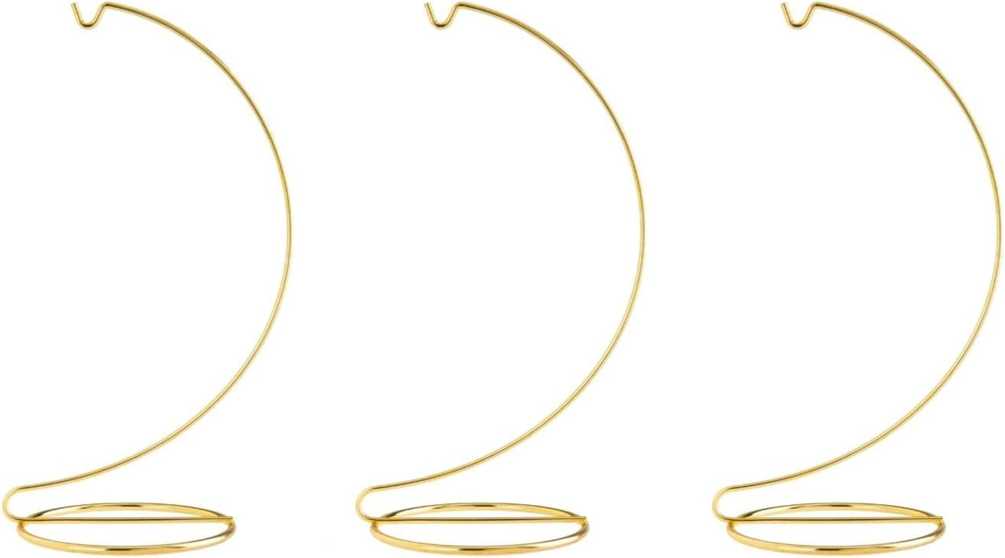 Creative Hobbies® 10 Inch Tall Gold Wire Ornament Display Hanger Stands for Displaying Ball Ornaments, Awards, Eggs Etc.- Pack of 3 Stands