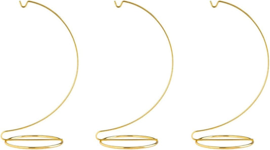 Creative Hobbies® 10 Inch Tall Gold Wire Ornament Display Hanger Stands for Displaying Ball Ornaments, Awards, Eggs Etc.- Pack of 3 Stands