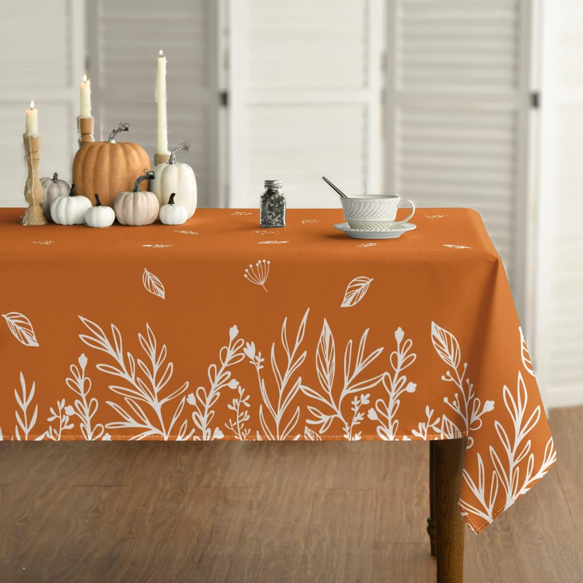 Horaldaily Fall Tablecloth 60X84 Inch Rectangular, Thanksgiving Autumn Harvest Orange Black Buffalo Plaid White Pumpkins Table Cover for Party Picnic Dinner Decor Home & Garden > Decor > Seasonal & Holiday Decorations Horaldaily Orange 52 X 70",Rectangle