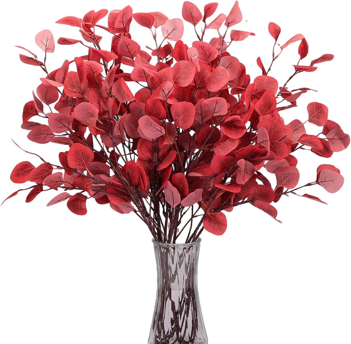 CEWOR 10-Piece Artificial Eucalyptus Stems Set -Home Decor Fall Flowers Eucalyptus Leaves Berry Pumpkins for Autumn, Thanksgiving, and Wedding Decorations Home & Garden > Decor > Seasonal & Holiday Decorations CEWOR Red