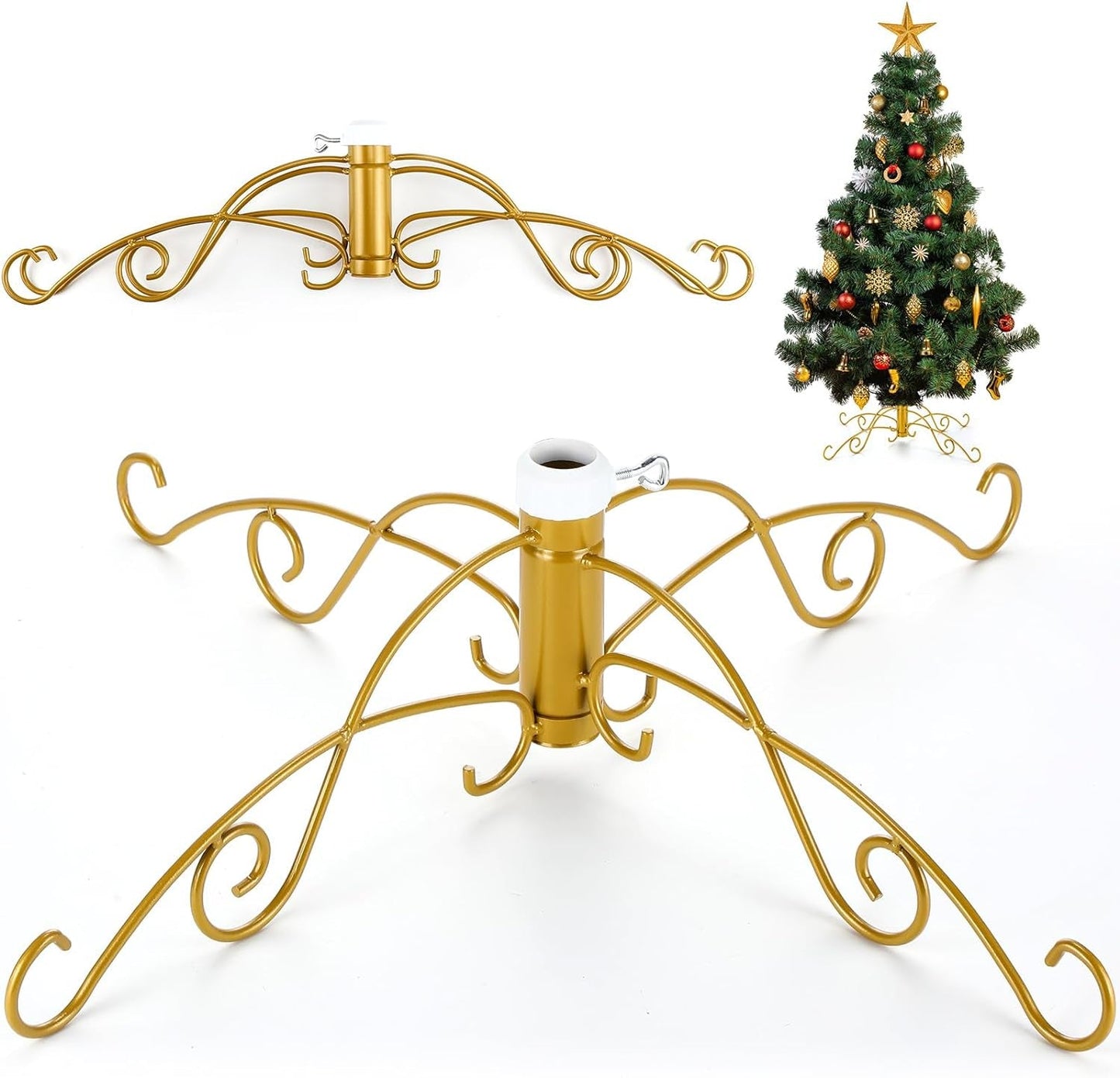 Syhood Artificial Christmas Tree Stand Base Replacement Metal Xmas Tree Stand Foldable Tree Holder up to 7.5 Ft Height, 1.26 Inches in Diameter Maximum Weight 80 Pounds for Home Xmas (Black) Home & Garden > Decor > Seasonal & Holiday Decorations Syhood Gold