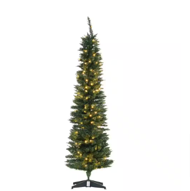 HOMCOM 6 ft. Pre-Lit LED Slim Nobile Fir Artificial Christmas Tree - $40