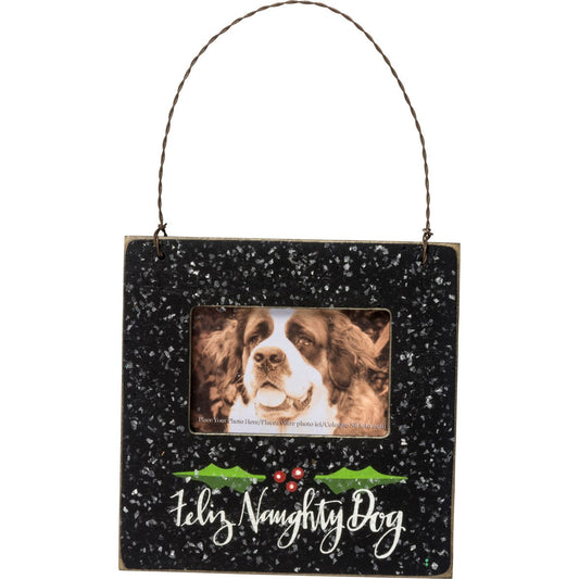 Feliz Naughty Dog Mini Frame Ornament