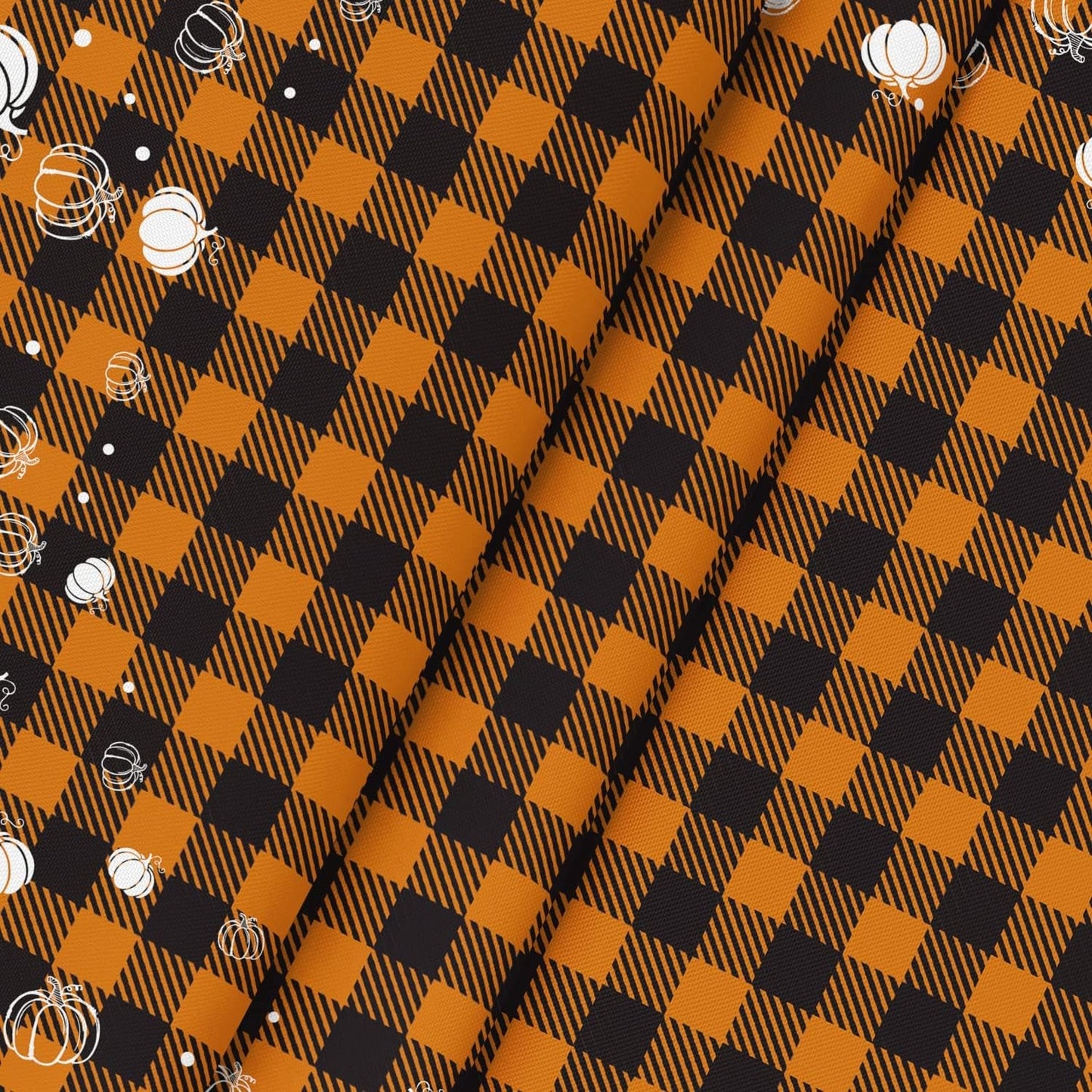 Horaldaily Fall Tablecloth 60X84 Inch Rectangular, Thanksgiving Autumn Harvest Orange Black Buffalo Plaid White Pumpkins Table Cover for Party Picnic Dinner Decor