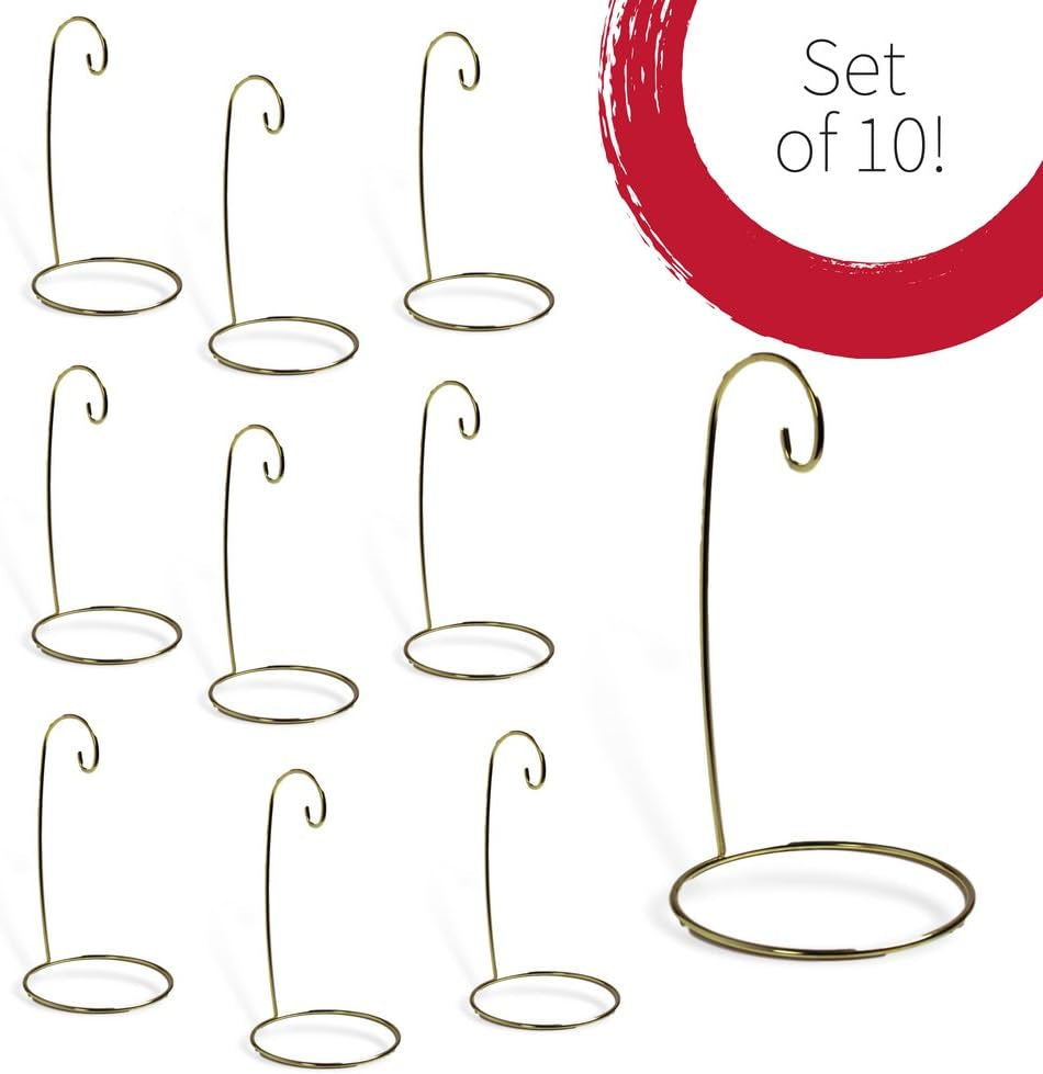 BANBERRY DESIGNS Christmas Ornament Stand - Set of 5 Gold Metal Wire Ornament Stands - Display Holder - 7" H Home & Garden > Decor > Seasonal & Holiday Decorations Banberry Designs 10 Pack